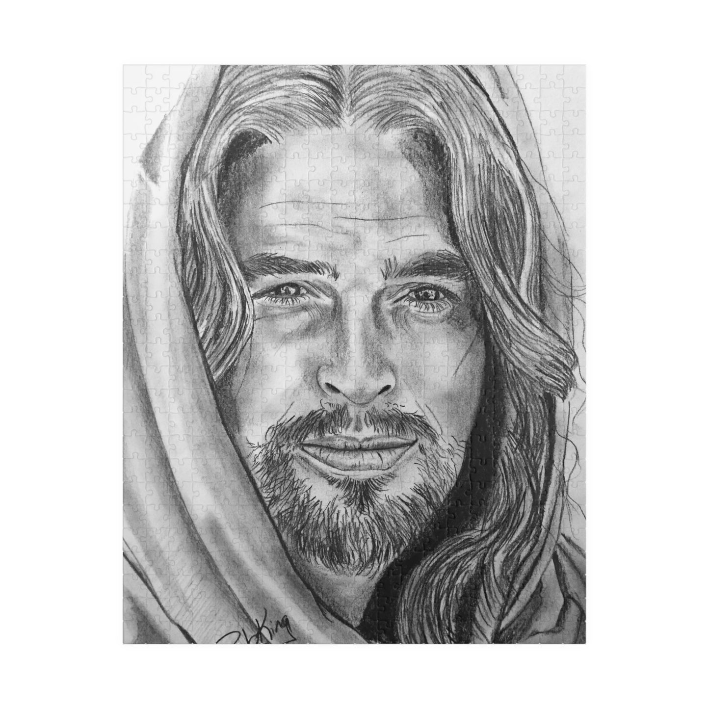 Jesus Art Puzzle — Detailed Pencil Sketch Jigsaw (520/1014 pcs)
