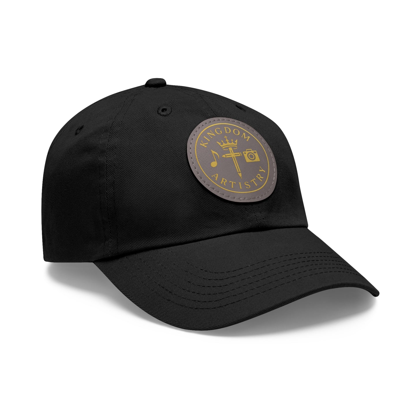 Kingdom Artistry Leather Patch Dad Hat — Christian Music & Worship Emblem