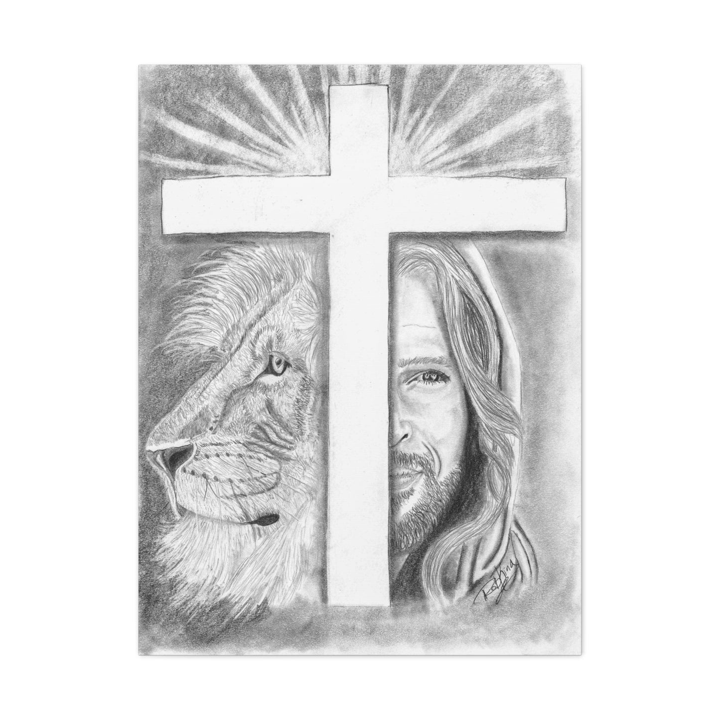 Lion Cross Jesus  - Canvas Gallery Wraps