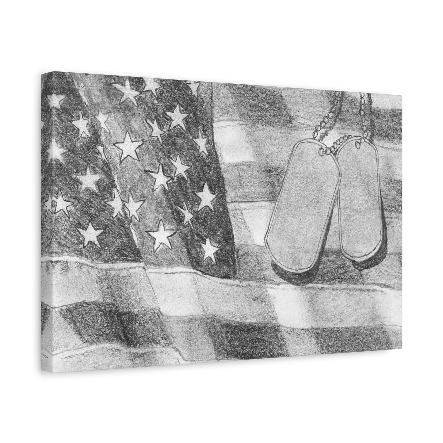 Flag with Dog Tags - Canvas Gallery Wrap