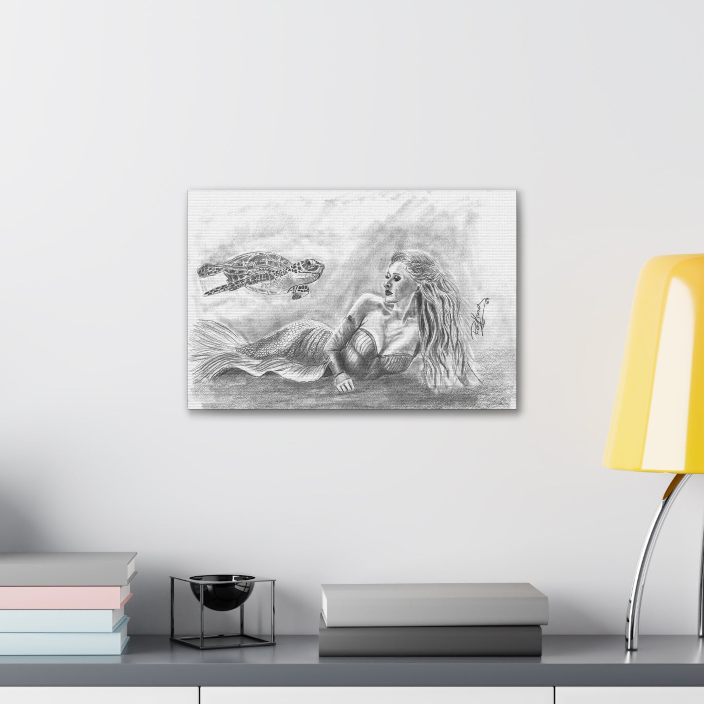 Mermaid and Sea Turtle  - Canvas Gallery Wraps