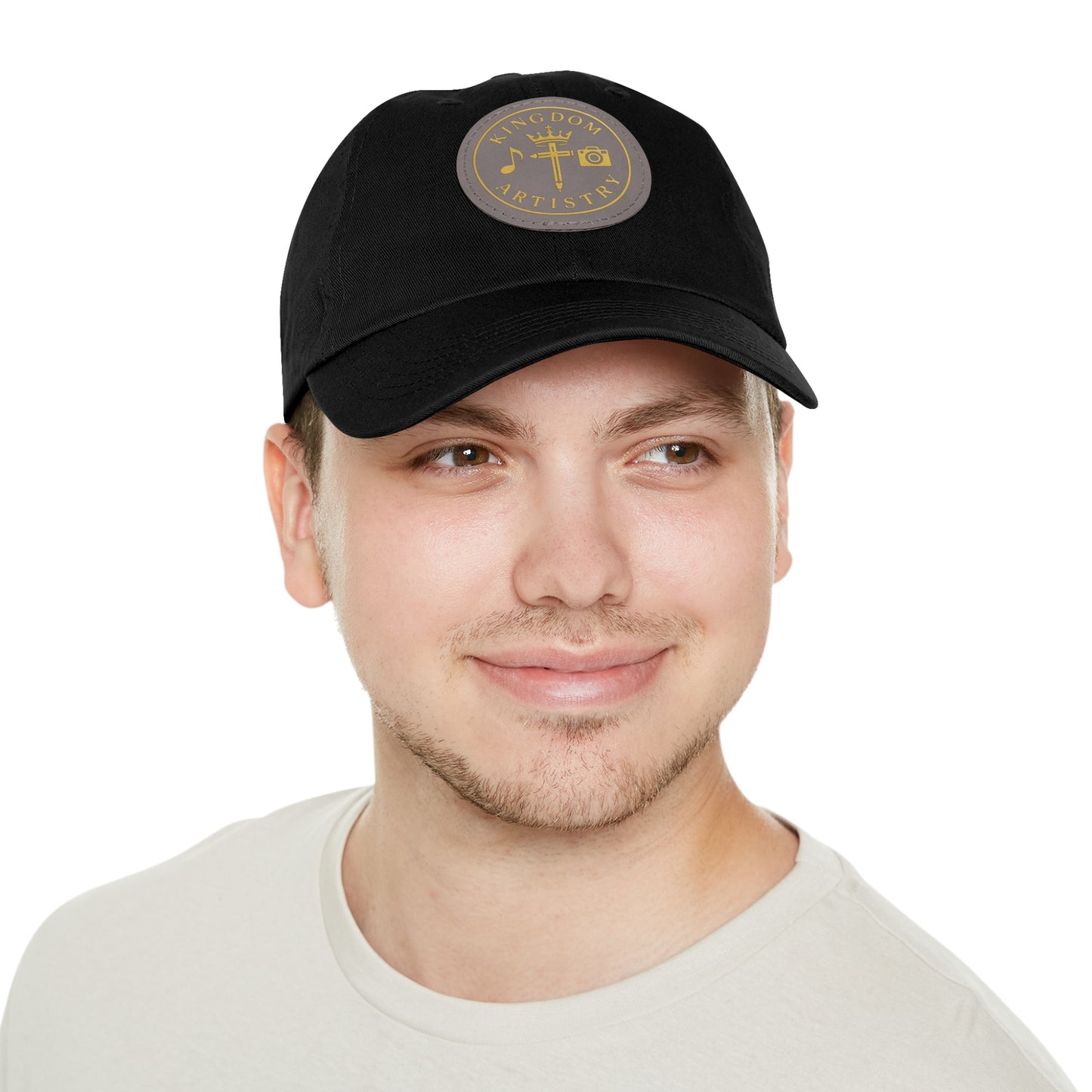 Kingdom Artistry Leather Patch Dad Hat — Christian Music & Worship Emblem
