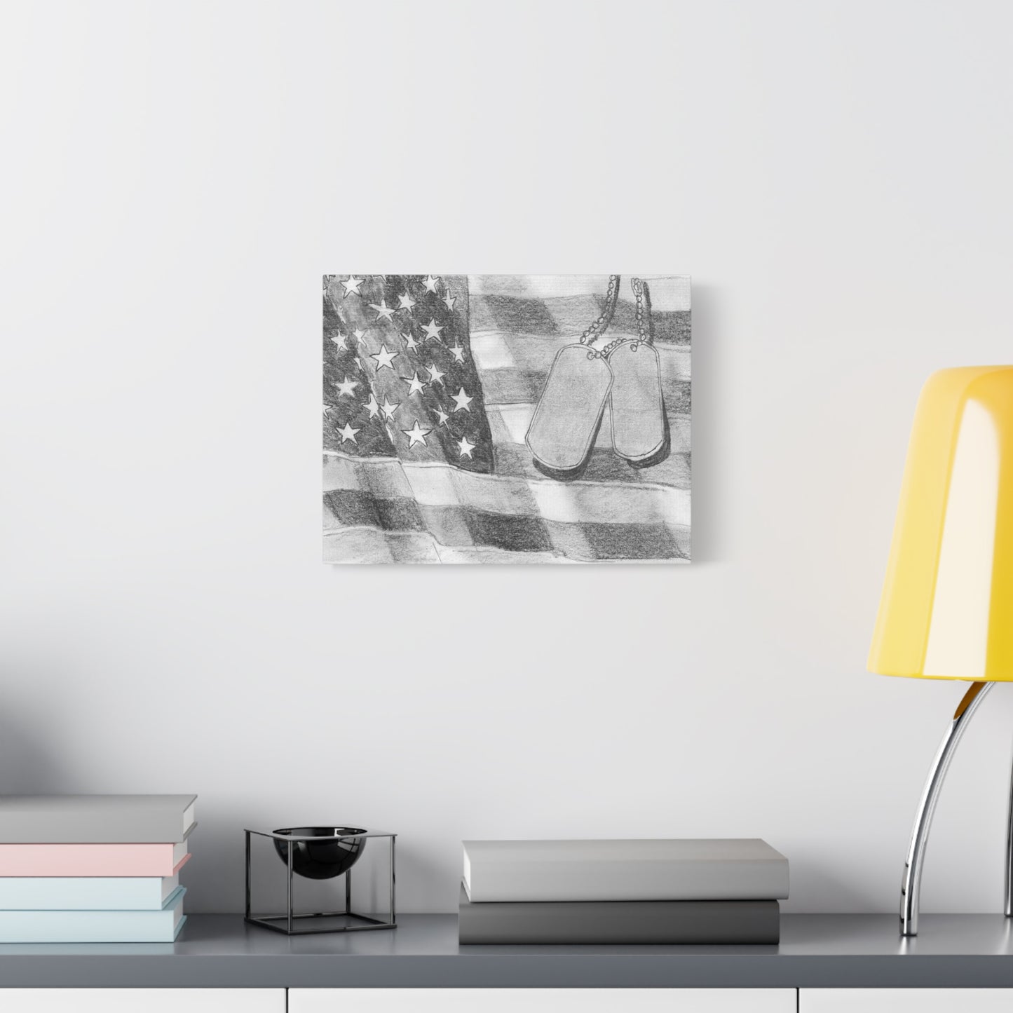 Flag with Dog Tags - Canvas Gallery Wrap