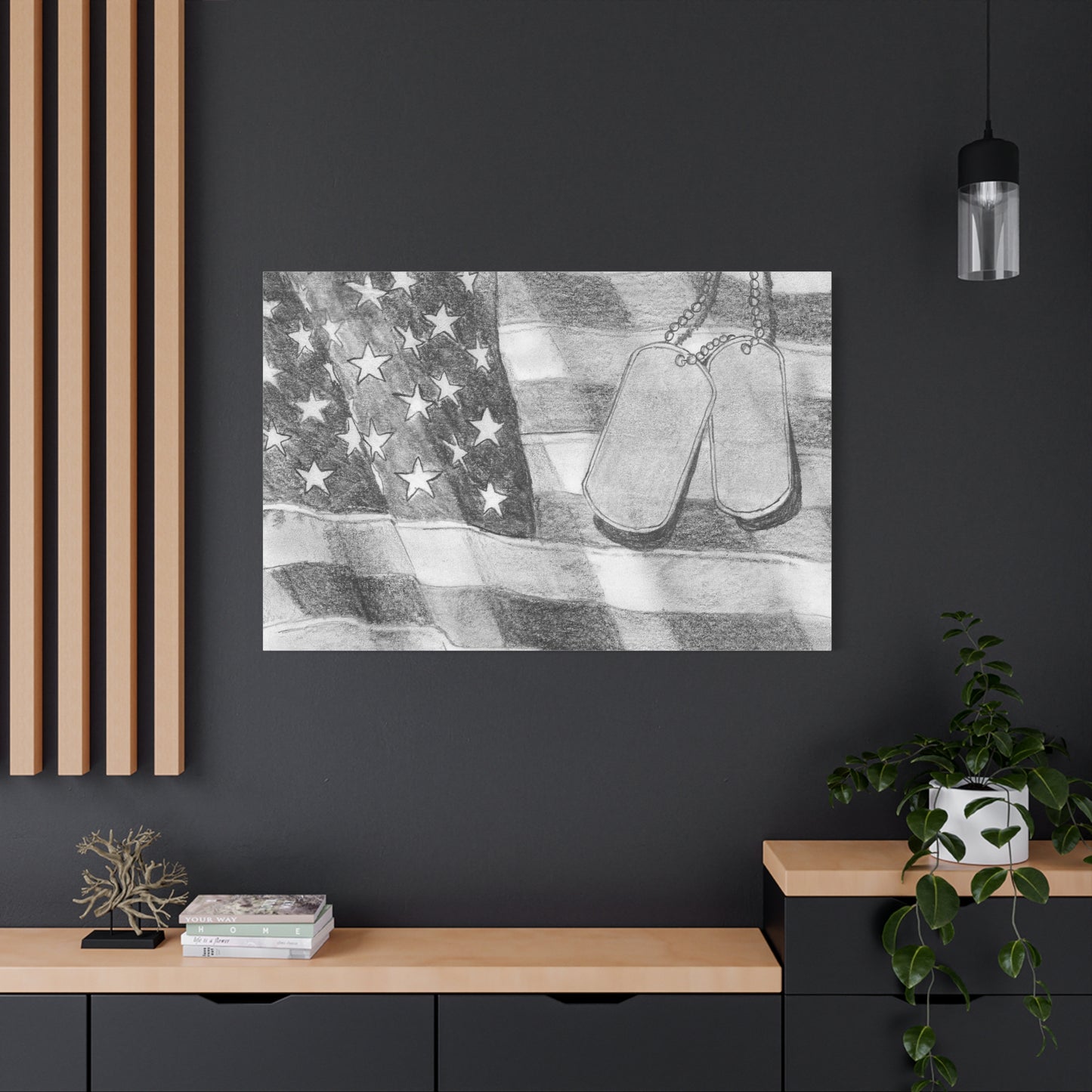 Flag with Dog Tags - Canvas Gallery Wrap