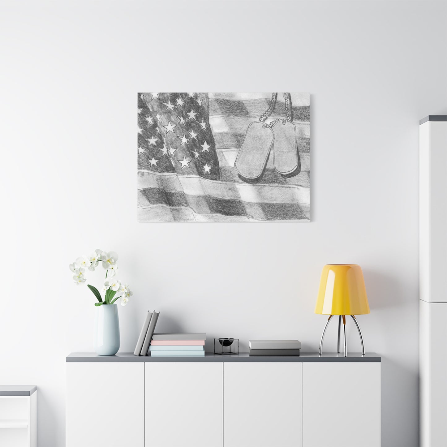 Flag with Dog Tags - Canvas Gallery Wrap