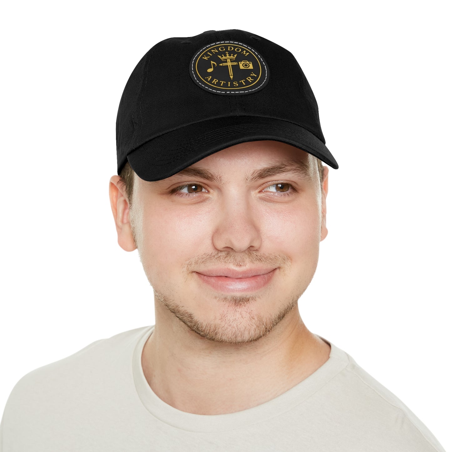 Kingdom Artistry Leather Patch Dad Hat — Christian Music & Worship Emblem