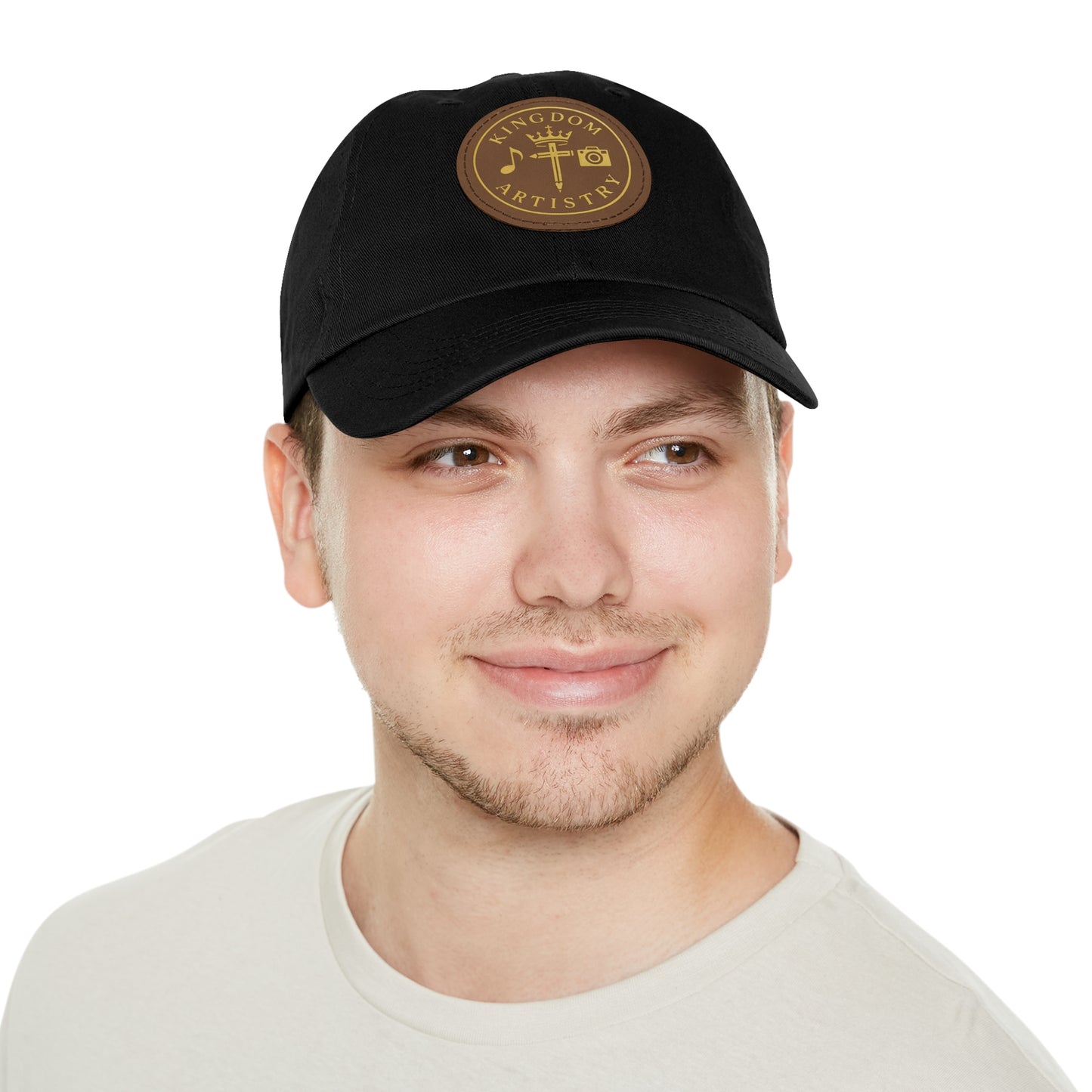 Kingdom Artistry Leather Patch Dad Hat — Christian Music & Worship Emblem