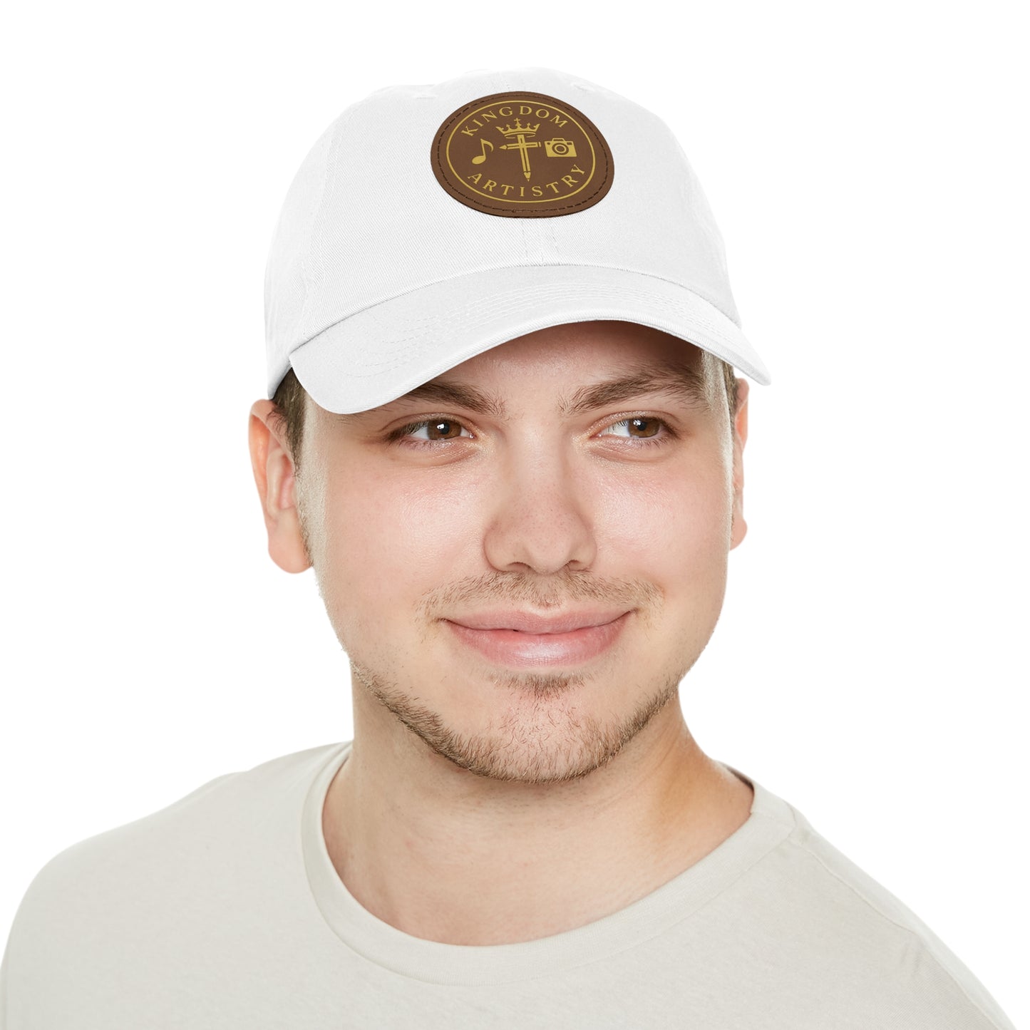 Kingdom Artistry Leather Patch Dad Hat — Christian Music & Worship Emblem