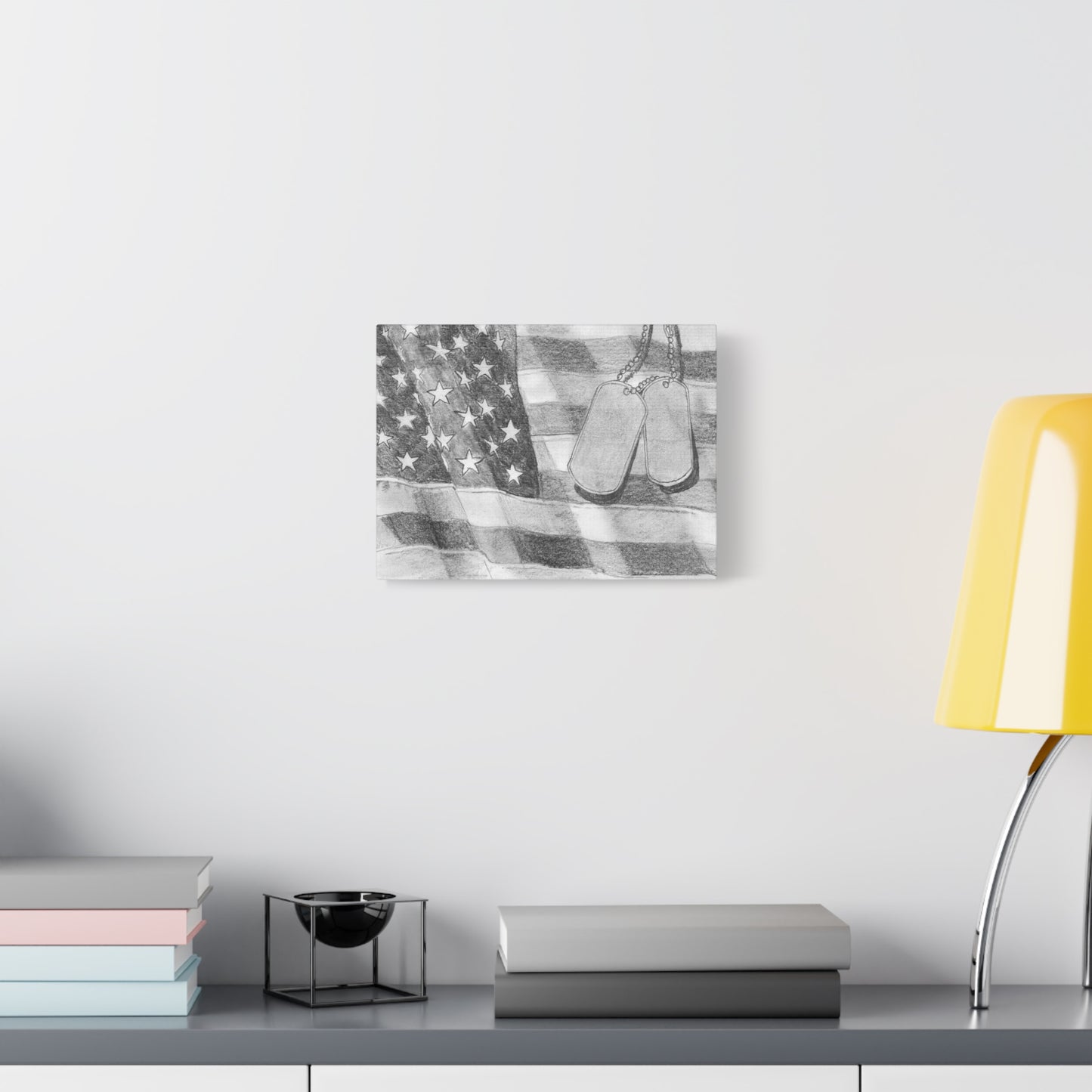 Flag with Dog Tags - Canvas Gallery Wrap