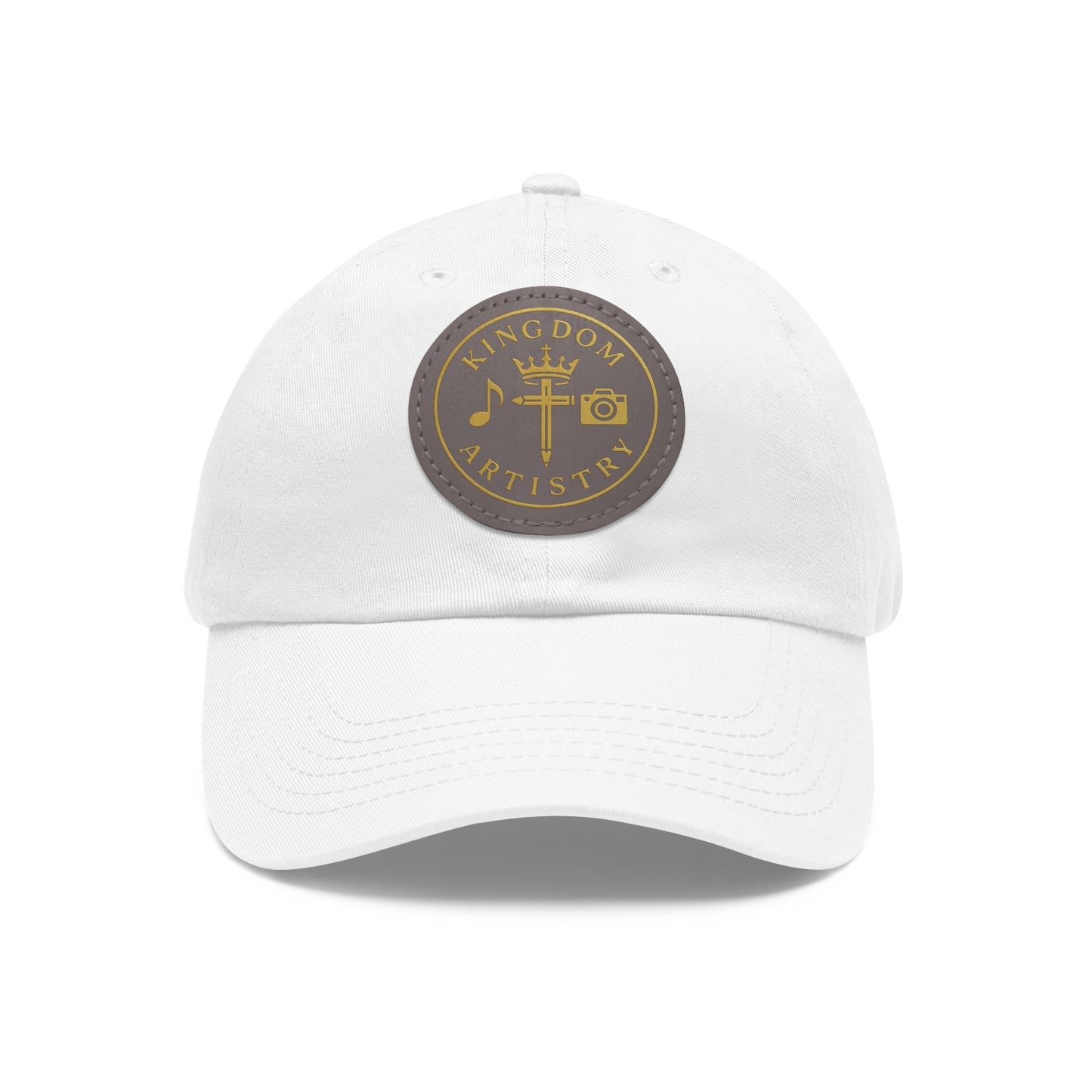 Kingdom Artistry Leather Patch Dad Hat — Christian Music & Worship Emblem